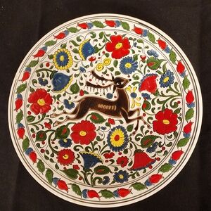 Hand painted Ceramic Bowl / Deer Flowers From Greece